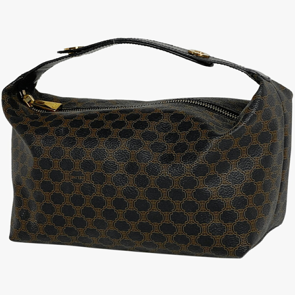 Celine Macadam Pattern Pouch Canvas Handbag Black… - image 1